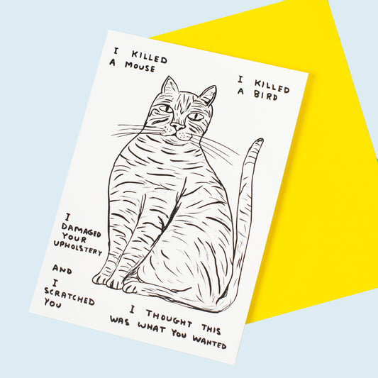 David Shrigley Cat Kill Mouse Card