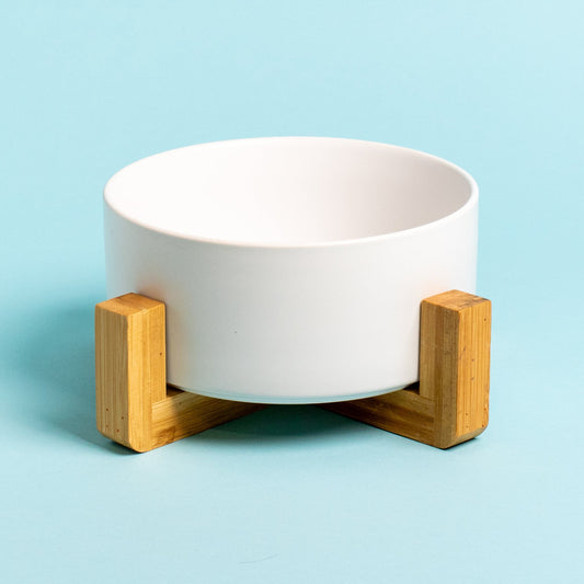 Dog Bowl with Wooden Stand