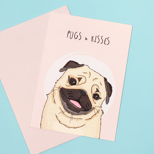 Pugs & Kisses Greeting Card