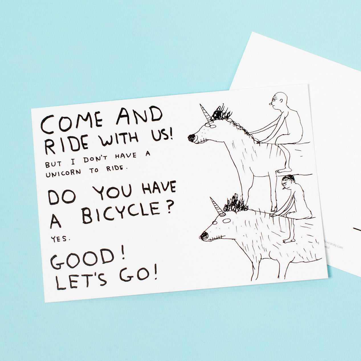 David Shrigley "COME RIDE WITH US!" Postcard