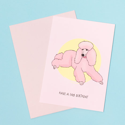 Pink Poodle Birthday Greeting Card